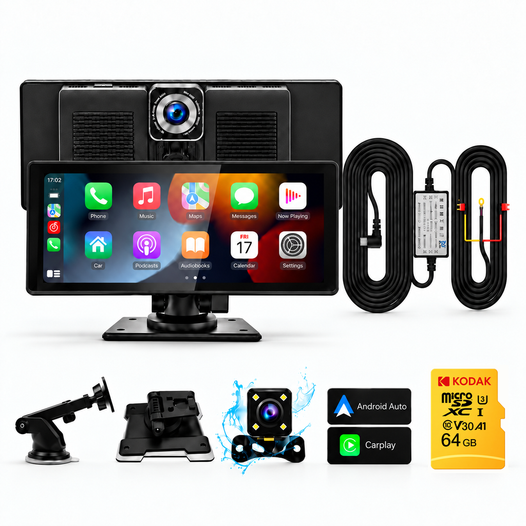 Écran CarPlay et Android Auto 10" sans fil, dashcam et caméra de recul incluses