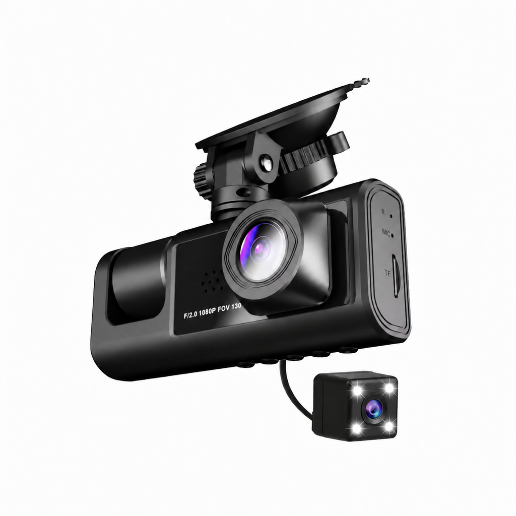 Dashcam 3 Canaux 1080P Avant, Habitacle et Arrière
