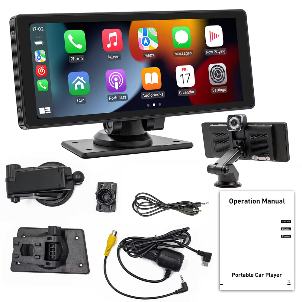 Écran CarPlay et Android Auto 10" sans fil, dashcam et caméra de recul incluses