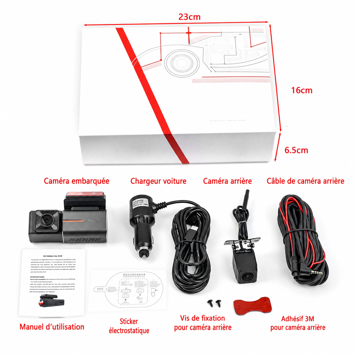 Dashcam Voiture 4K Avant + 1080P Arrière, WiFi, Vision Nocturne, G-Sensor